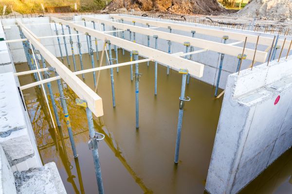 Construction Site foundation flooded