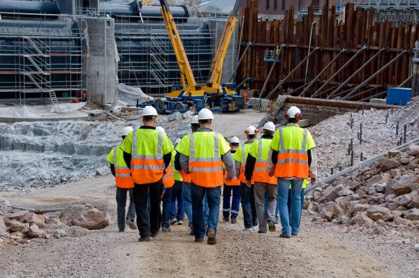 Team of construction workers