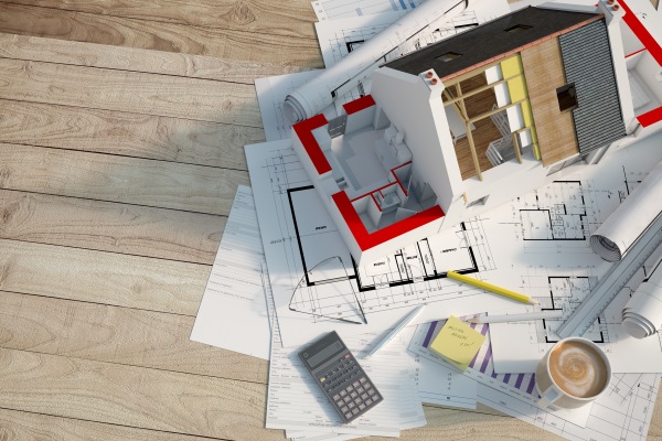 House construction process blueprints