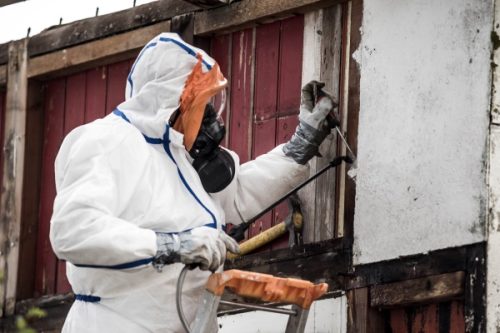 Asbestos removal, construction site
