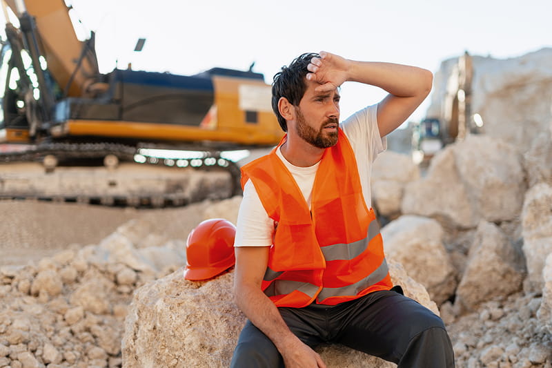 Stressed construction Worker